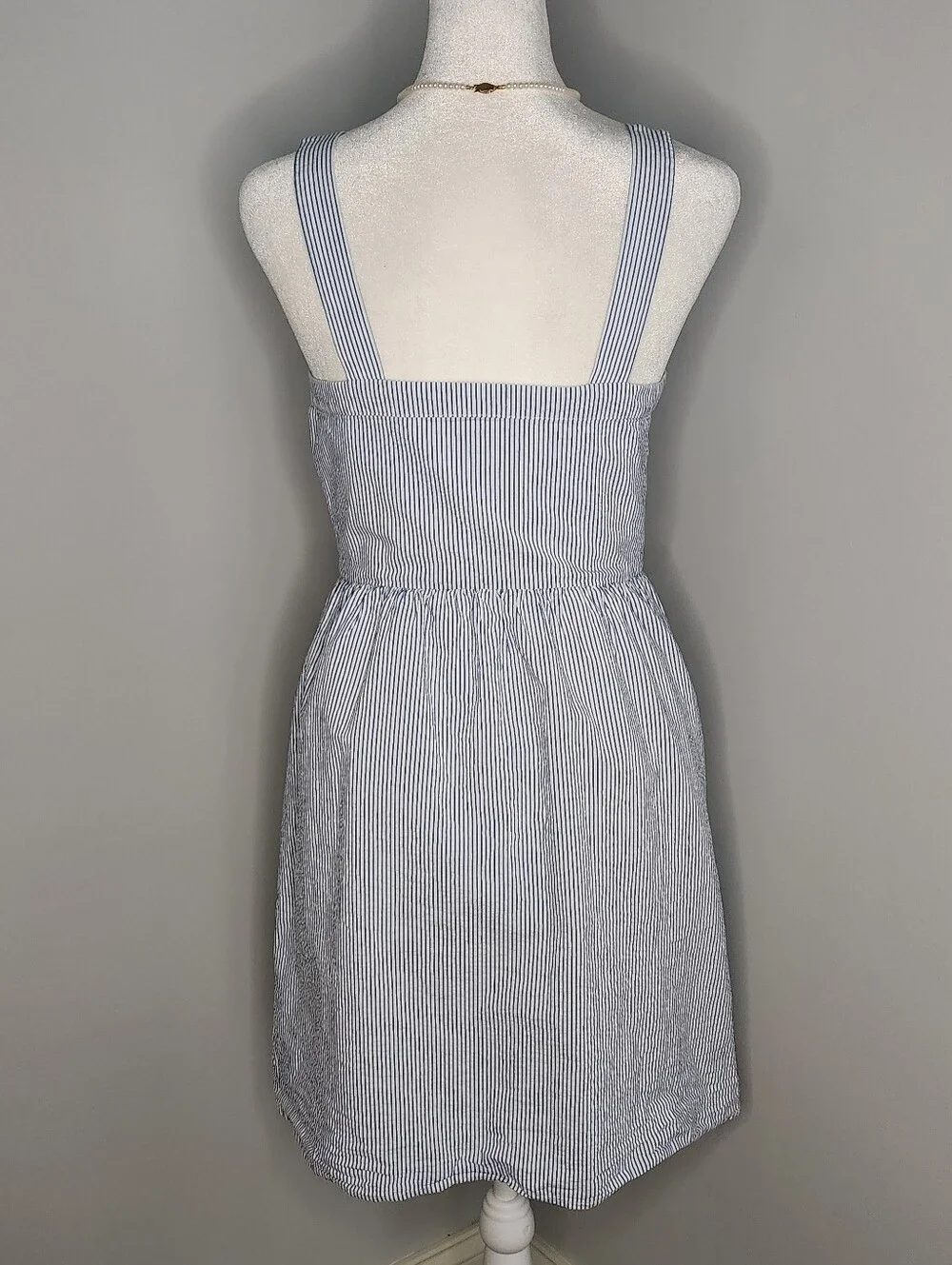 J. Crew Striped Blue & White Button-Front Mini Dress S
